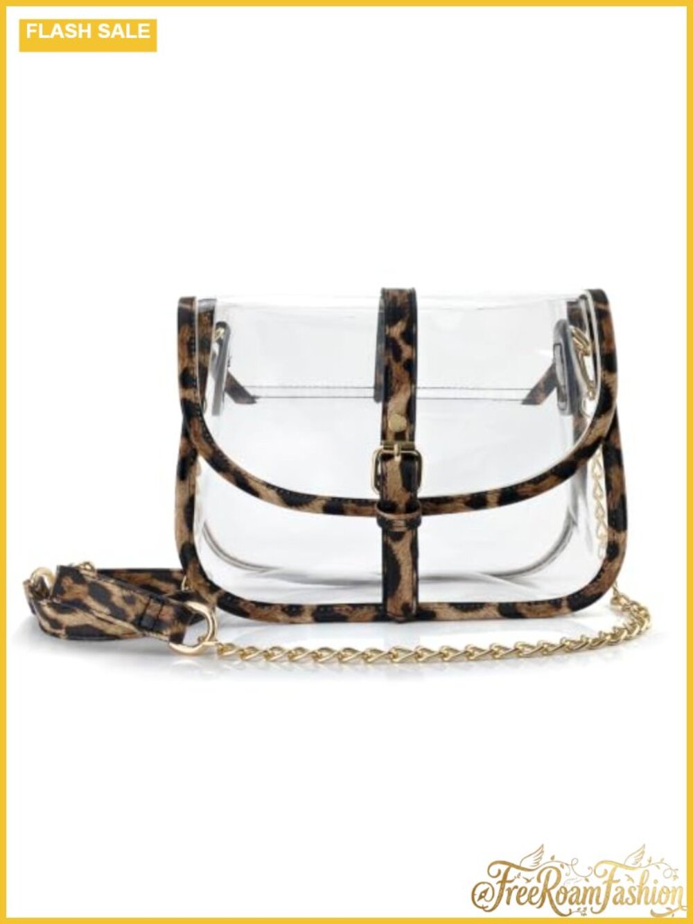 Clear PVC Faux Leather Crossbody Bag Chain Shoulder Handbag Purse